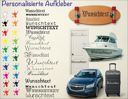 Autoaufkleber selbst gestalten Wunschtext – Name Zahl Schriftzug – wetterfeste Vinyl Folie – personalisierte Sticker für Auto, Motorrad, Helm