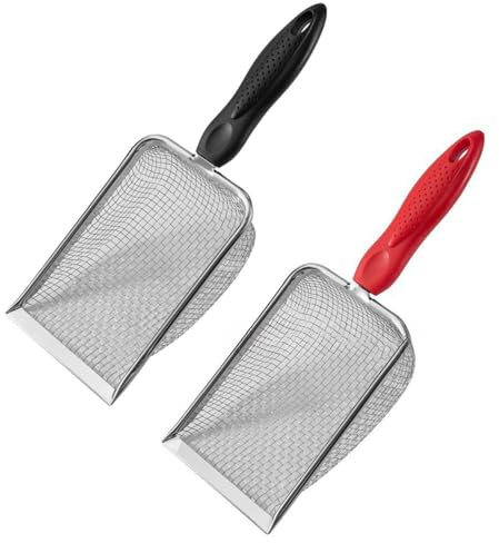 TIMJJG 2 Pezzi di Paletta per Lettiera per Gatti, Forniture per Gatti, Strumenti per La Pulizia della Lettiera, Strumenti Essenziali per L'Allevamento di Gatti (Nero, Rosso).