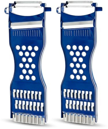 2 Stück Julienneschneider Set, 6-in-1 Multifunktions Sparschäler für Obst Gemüse, Scharfer Edelstahl Gemüseschneider Pendelschäler, Spülmaschinenfest, Ideal für Kartoffeln Karotten
