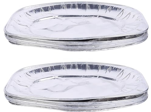 SILENRADAWN Vaschette per Cottura e Conservazione Alimentare 10 Teglie Ovali in Alluminio Usa e Getta Colore Argento per per Frigoriferi e Negozi Alimentari