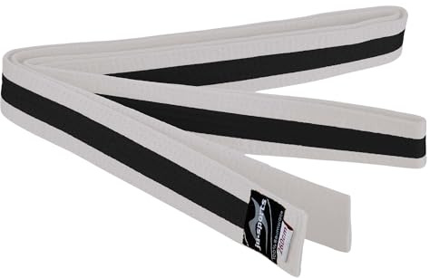 Ju-Sports Budogürtel weiß/gelb/weiß 100% Baumwolle 4 cm breit - Hautfreundlicher Kampfsport Gürtel mit exzellenter Feuchtigkeitsaufnahme für Budo, Judo, Karate, Kickboxen & mehr
