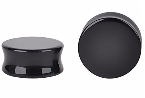 HQLA 1 Pair Natural Obsidian Stone Double Flared Flesh Tunnels Ear Plugs Gauges Stretcher Expander (2g(6mm))