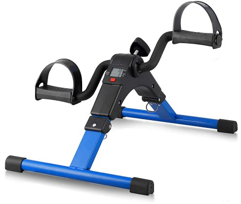 Folding Pedal Exerciser, Mini Exercise Bike Under Desk Bike Foot Pedal Exerciser, Foot Hand Cycle Portable Peddler Machine Bicycle Exerciser Arm Leg Exerciser While Sitting