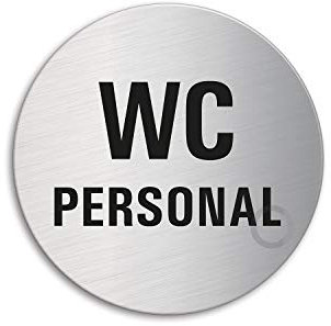 Türschild Schild WC Personal Edelstahl Ø 60 mm selbstklebend Nr.7270