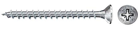 Fischer PowerFast II Viti Legno Truciolari Pozi CZF 3,0x25 Filetto totale, Testa svasata piana, Rivestimento in Cera, 300 Pz