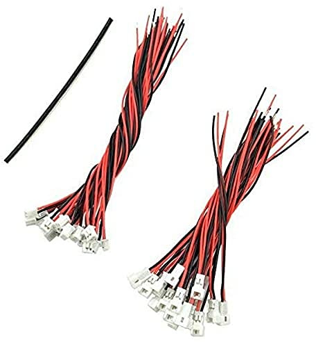 YUNIQUE GREEN-CLEAN-POWER - Set mit 40 JST 1,25mm Anschlüssen, 20x Männlich/Weiblich, Kabel 80/100mm für Modellbau/LEDs, Geeignet für Batterien und Modellbauverbindungen, Rot