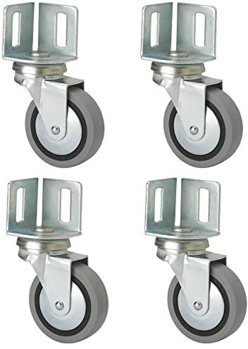 4-mal Möbelrolle 60 mm mit Winkelplatte Gummi grau Lenkrolle Transportrolle Winkelblech Eckplatte