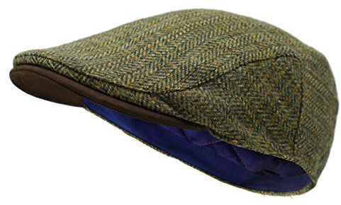 Borges & Scott Die Sloan - Flat Cap aus Irish Tweed und Nubukleder - Land Grün - M