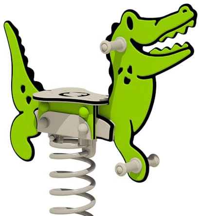 WICKEY PRO Federwippe Krokodil Crockey grün - Federtier Spielplatzgerät - inklusive Bodenplatte - Outdoor Spielplatz Wippe für Kinder - für öffentliche Spielplätze und Schulen