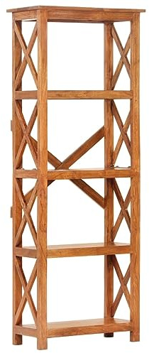 vidaXL Solid Acacia Wood Honey Finish Bookshelf - Robust and Sturdy Space Optimiser with Unique Grains, Perfect for Attic or Living Room Decor - Brown