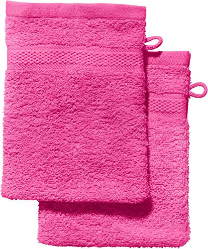 REDBEST Waschhandschuh 2er-Pack Chicago pink Größe 15x21 cm - saugstark, strapazierfähig, ideal für Reisen, Sport (weitere Farben)
