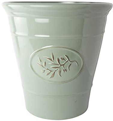 Plastic Outdoor Classic Olive Planter With Glossy Finish 30cm Frost Proof Long Lasting Flower Pot Garden Planter-Green