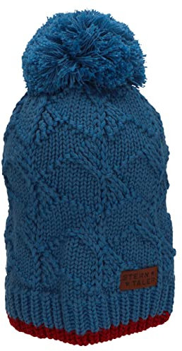 Sterntaler Baby Jungen Mütze Baby Bommelmütze Flechtmuster Mütze - Mütze Baby - gefüttert mit Baumwollfleece - mittelblau, 53