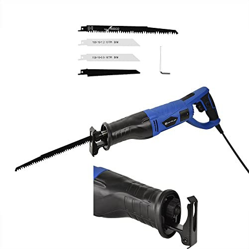 Reciprocating Saw, Variable Speed, 4 Saw Blades Included for Wood & Metal Cutting, 3m Power Cord, Rotary Handle