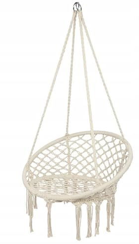 Hängesessel Hängestuhl Outdoor Indoor Garten Hängeschaukel Boho Creme Beige