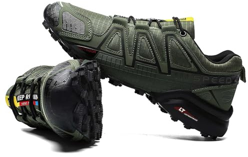 baobeijiadao Hiking Shoe for Men Outdoor Trekking Trail Running Sneaker Waterproof Non Slip Work Shoes (CN44-US8.5, Green)