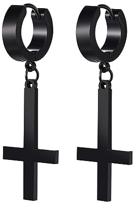 Cupimatch Kreuz Ohrringe Ohrstecker Inverted Cross Creolen Edelstahl Ohrringe Gothic Herren Damen Upside Down Kreuz Ohrringen