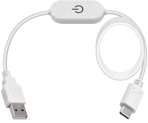 Duttek USB to USB C Switch Extension Cable 1M,USB Male to Type C Switch Verlängerungskabel mit Touch Dimmer Schalter Unterstützung Stromladen (White)