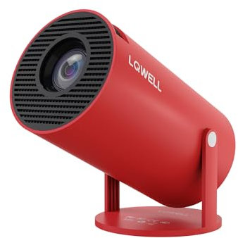 LQWELL HY300 Mirror Mini Beamer, Native 720P, 4K 1080P Unterstützung, mit HDMI-, USB- und 3,5mm-Anschlüssen, kabelgebundene Bildschirmspiegelung, tragbarer Heim- und Outdoor-Projektor, Rot