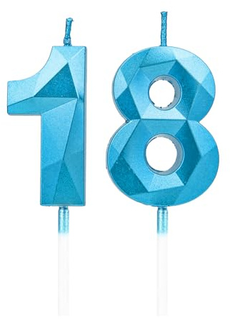 DTXLX Blue Number 18 Birthday Candles Cake Decoration | 18th, Happy, Toppers, for, Parties, Weddings, Company, Anniversaries
