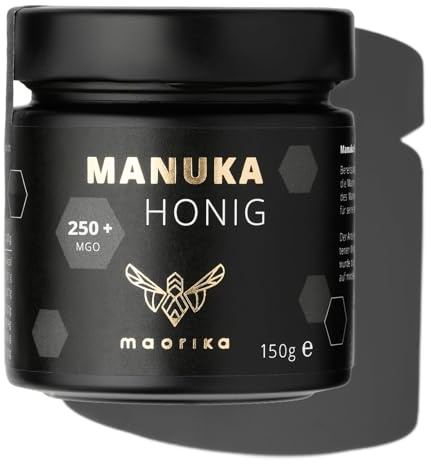 maorika - Manuka Honig 250 MGO + 150g im Glas - laborgeprüft aus Neuseeland | kein Plastik , zertifiziert , Manuka