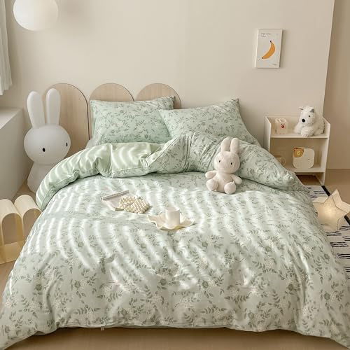 GETIYA Damen Mädchen Bettwäsche 135x200 Baumwolle Bettwäsche Blumen Muster Zweiteilig Bettbezug Blümchen Floral Muster Wendebettwäsche mit Reißverschluss und 1 Kissenbezug 80x80