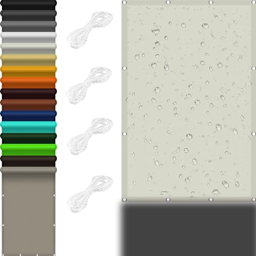 Sonnensegel Wasserabweisend 2.5 x 3.5 m 98% UV Schutz Sonnensegel Befestigen Ohne Bohren mit Ösen Und Kordel Reißfest für Garten Balkon Terrasse Camping, Elfenbein