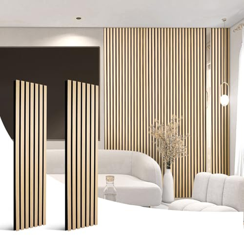 2 Holz-Schallwandpaneele, 120 * 28,5cm Holzlatten-Akustikpaneele Schallabsorbierend, Lärmdämpfende Paneele für Wohnzimmer, Schlafzimmer, Studio, Oak