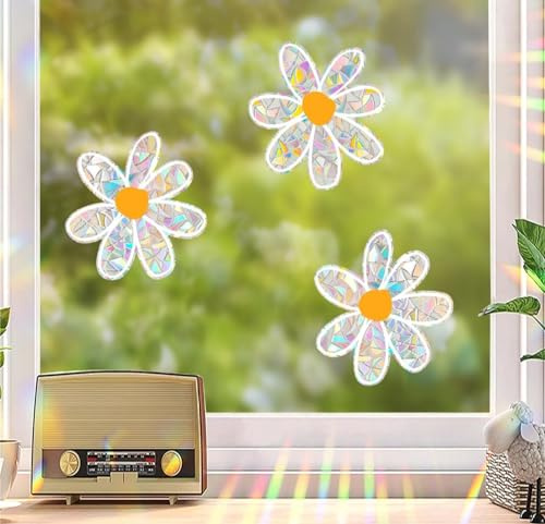 Daisy Suncatchers klistermärken prism fönsterklistermärken transparenta fönsterklockor anti-kollision fönsterklistermärken varning collision klistermärken solfångare klistermärken skyddar fåglar från
