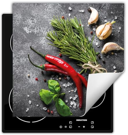 TMK ArtDeko Herdabdeckplatte Induktion Schutzmatte Küche Herdabdeckung Ceranfeld Induktionsmatte Cerankochfeld Abdeckung 50x52 cm - Chili Schiefer
