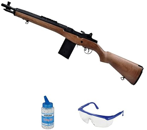 Cyma CM032W-SOC M14 elettrico (6 mm) | Fucile Airsoft calibro 6 mm + biberon 0,20 + occhiali protettivi (Potenza: 0,37 joule)