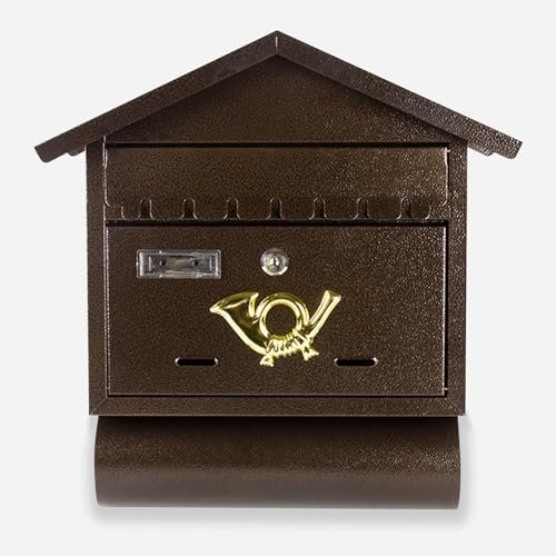 Mailbox for Wall Lock Locking Mailbox Wall Mounted Mailboxes for, Made From Galvanized Metal to Protect From the Elements, With Newspaper Compartment(Bronze)