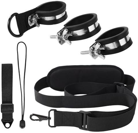 Lyreh Sangle de Débroussailleuse Longue avec 3 Colliers de Serrage en Acier Inoxydable, Bandoulière pour Débroussailleuse Bandoulière pour Souffleur de Feuilles Tondeuse à Gazon