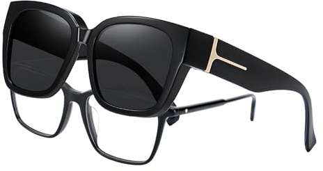 CIYIN Polarised Sunglasses, Sunglasses for Glasses Wearers, UV400, Protection Anti-Glare Over-Top, fit Over Glasses, Schutz Übergroß