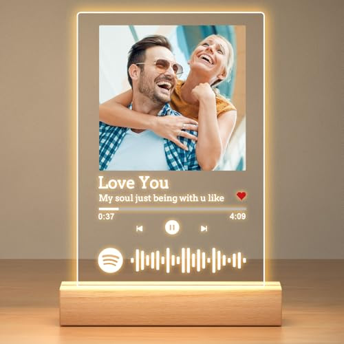 Bulaient Placa Spotify Personalizada, Lampara Personalizada con Foto, Cuadro Personalizado con Foto, Marcos de Fotos, Regalo Cumpleaños Mujer, Regalos Originales para Mujer Hombre