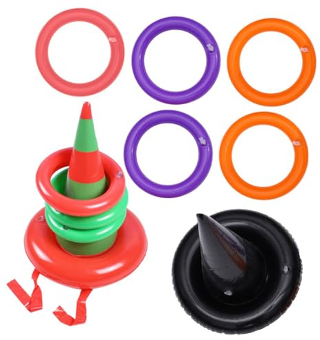 TOYANDONA 10 Stück Teiliges Aufblasbares Hexenhut Ringwurfspiel PVC Wurfspiel für Halloween Weihnachtsfeiern Partyaktivität Langlebig Sicher