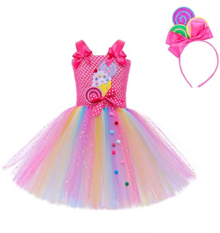 Générique Costume Carnaval Enfant Robe Imprimé Glace, Tenue Tutu Colorée Fête Vacances, Déguisement Été Gourmandise, Vêtement Décontracté Fille Mode Doux(6-7 Years)