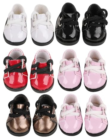 Mocoocouture Mehrfarbige Kleine Puppenschuhe 6 Paar Für 17 cm Große Puppen. Detaillierte Handwerkskunst Lederschuhe Miniatur Puppenschuhe