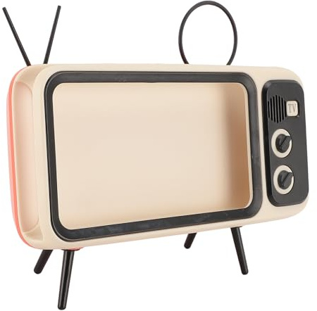 HEEPDD Support de Téléphone Rétro, Support de Bureau ABS en Forme de TV pour Téléphones Mobiles, Décor Portable avec Un Design Vintage pour la Maison, Le Bureau, la Chambre à Coucher, Les
