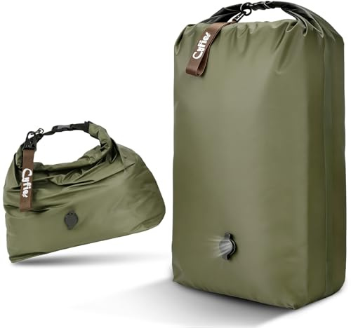 CYFIE Grön vakuumpåse för kläder resor, kompressionspåse utan pump, 70D nylon TPU kompositmaterial, ipx7 vattentät, återanvändbar, manuell vakuumpåse för resor camping flytt, L