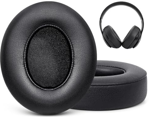GEVO Replacement Ear Pads for Beats Studio 3 & Studio 2 Wired/Wireless Headphones, Earpads Cushions with Soft Protein Leather, Added Thickness (Black）