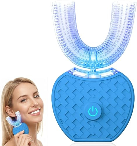 Sonic Brush V5 Toothbrush,360° Ultrasonic U-Shaped Electric Toothbrush Deep Clean Teeth,Whitening & Gum Care (Blue)