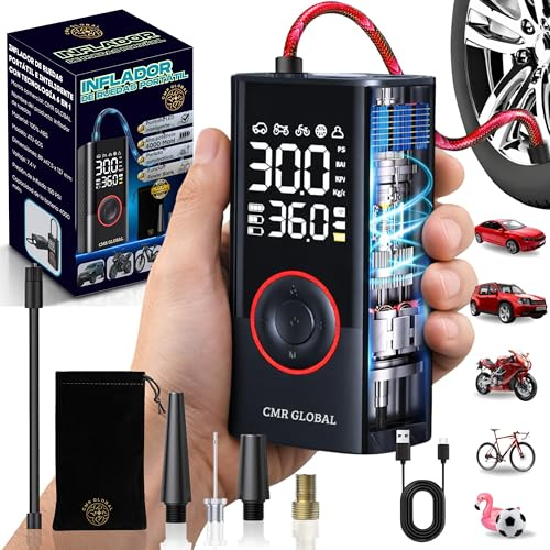 Super PRO Compressore Aria Portatile. Gonfiatore ruote auto. Gonfiatore elettrico con torcia 150 psi per auto moto bicicletta palla Gonfiatore elettrico Batteria ricaricabile 4000 mAh. Viaggio