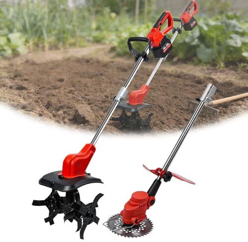 Cette motobineuse et désherbeuse sans Fil 2 en 1, Qui Fait également Office de Tondeuse à Gazon, Fonctionne à 300 TR/Min et Convient aux potagers, aux terrains en Pente et aux vergers.