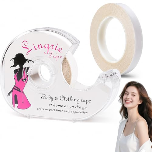 Huxiny Body Tape Double Face Ruban Adhésif Corps, 16mm*5m Fashion Tape - Adhésif Double Face Peau & Vêtement, Fashion Body Tape Double Face Ruban Adhésif Corps, pour Vêtements Robe Secret Bra