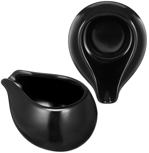 Operitacx Set 2 Pezzi Bricco Latte in Ceramica Nero, Contenitori Porta Spezie e Zucchero, per Caffè e Succo, per Barbecue e Sala da Pranzo