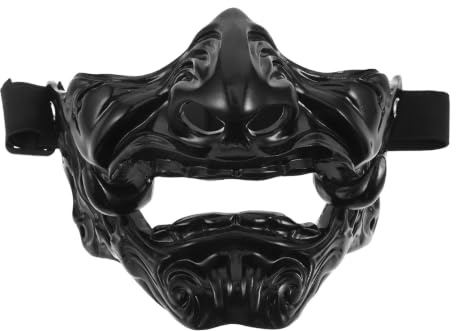INOOMP Masque Hannya japonais : accessoire de cosplay de démon Oni samouraï - Demi-masque de diable avec réalistes pour Halloween et jeux de rôle
