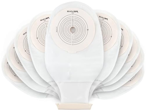 Ostomy colostomy Supplies by XHIVAR Premium Drainable Pouch, Colostomy Bags One Piece System Cut to Fit 20-70MM (3/4-2 3/4)