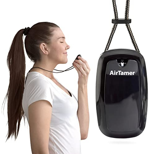 AirTamer A315 Advanced Rechargeable and Portable Air Negative Ion Generator | Proven Performance, Black with Black Leather Travel Case