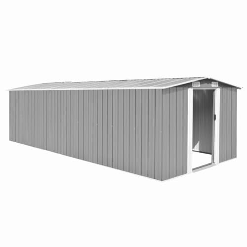 vidaXL Capanno da Giardino in Metallo Grigio 257x597x178 cm Casetta Attrezzi